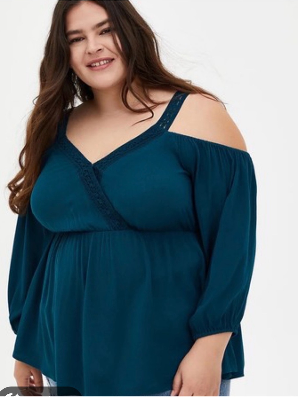Torrid Plus Size Teal Cold-Shoulder Blouse size 1